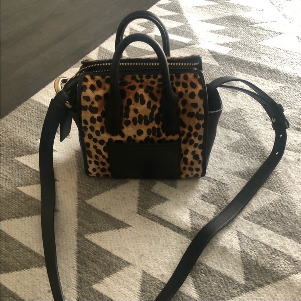 J.Crew Leopard Leather Calf Hair Crossbody Purse